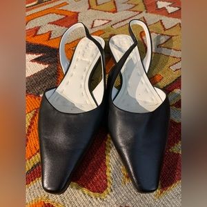 Black sling back flats